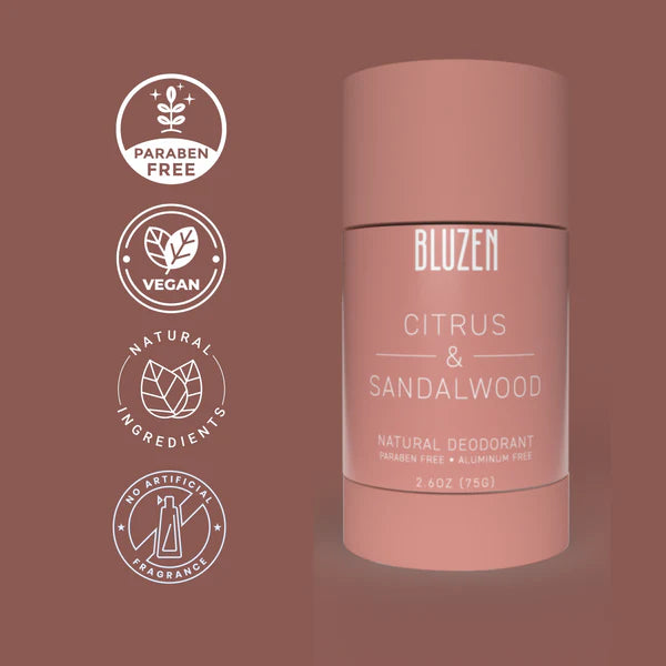Bluzen Deodorant Citrus & Sandalwood | Aluminum Free Castor Oil Based
