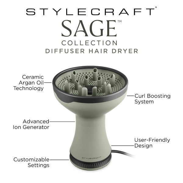 Stylecraft Sage 2-in-1 Diffuser and Hair Dryer with Ion Generator