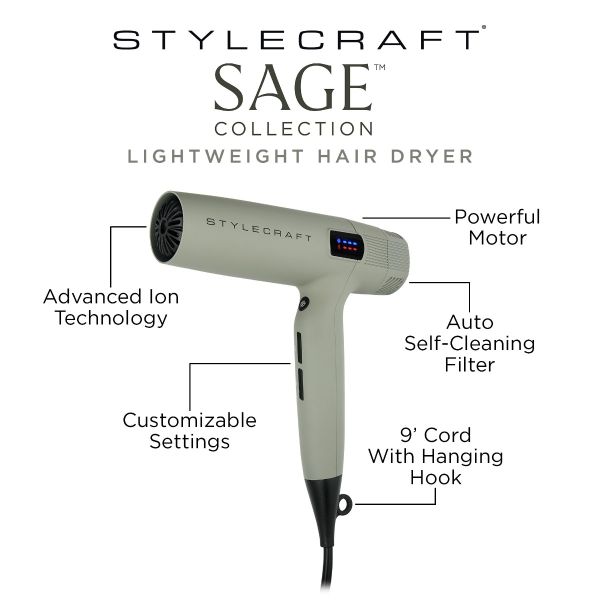 Stylecraft Sage Hair Dryer | Lightweight Digital Brushless Motor