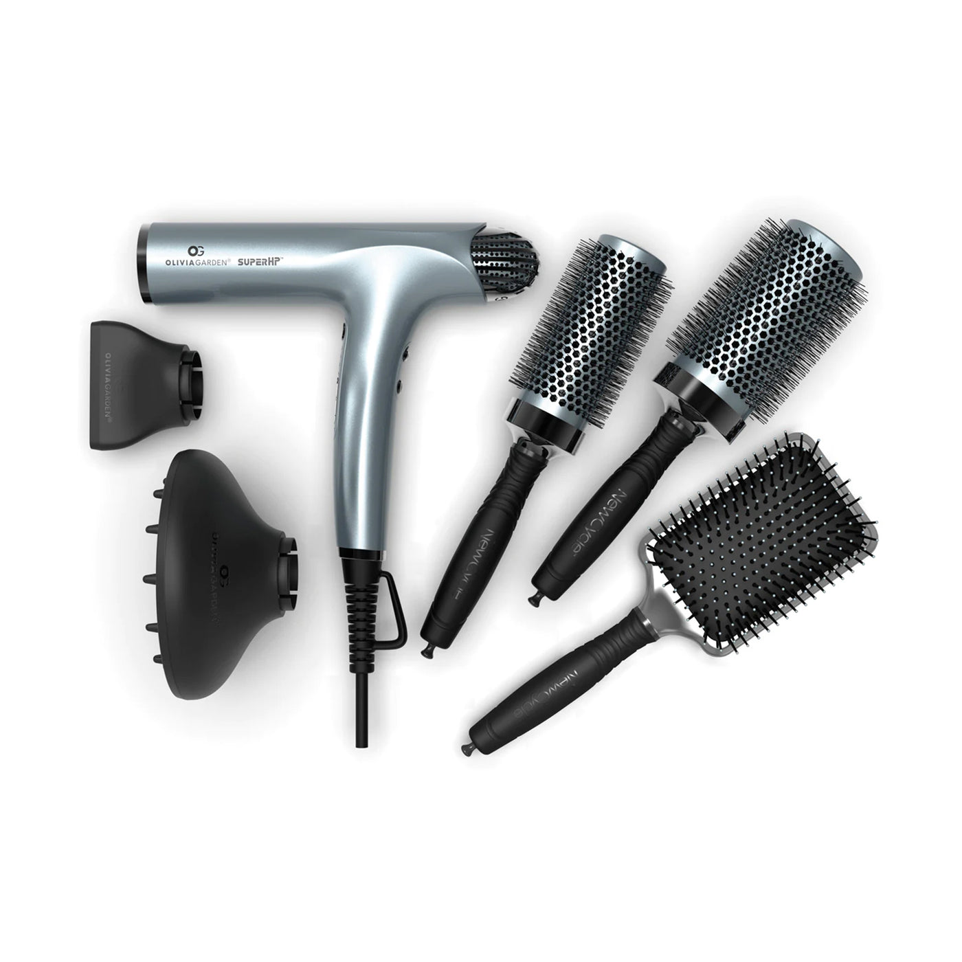 Olivia Garden SuperHP High Performance Professional Hair Dryer + 2 Free Brushes