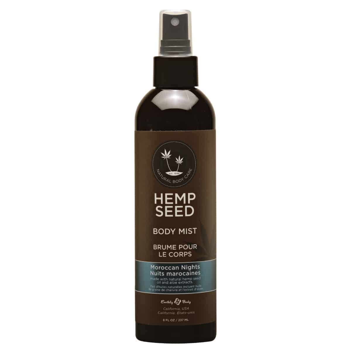 Best Therapeutic Earthly Body Hemp Seed Body Mist Moroccan Nights Scent