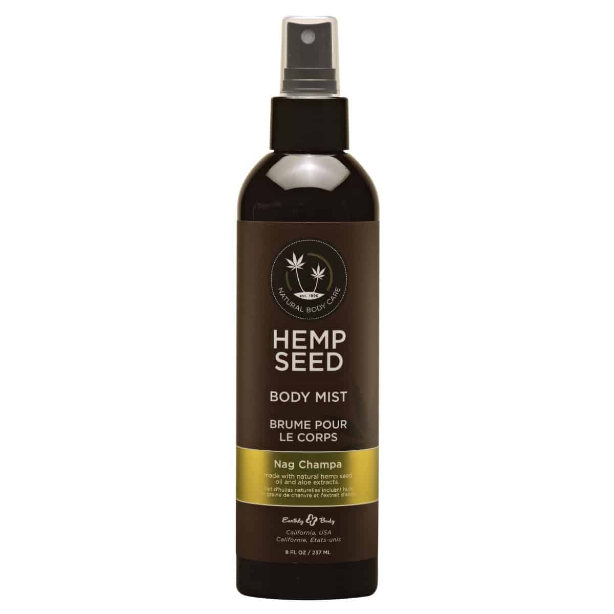 Best Therapeutic Earthly Body Hemp Seed Body Mist Nag Champa Scent